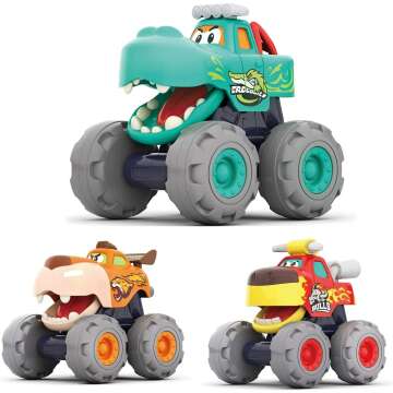 MOONTOY Pull Back Toy Cars Set for Toddler Boys