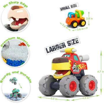 MOONTOY Pull Back Toy Cars Set for Toddler Boys