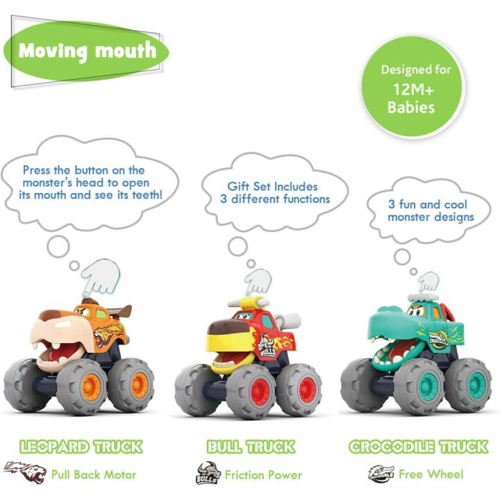 MOONTOY Pull Back Toy Cars Set for Toddler Boys