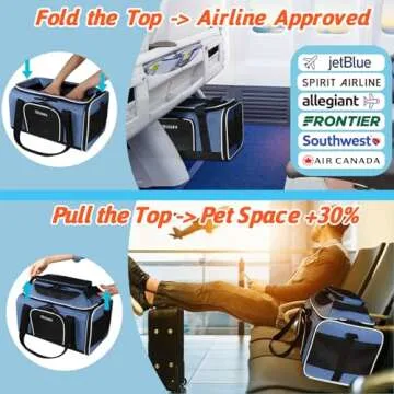 Petskd Top-Expandable Pet Carrier 17x12x8.5 Inches JetBlue Frontier Spirit Airline Approved, Soft-Si...