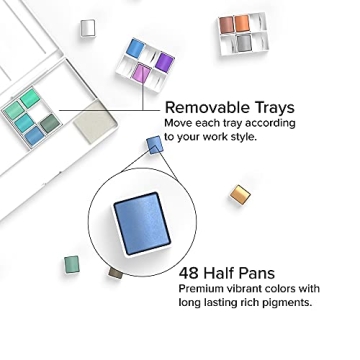 GenCrafts Metallic Watercolor Palette - 24 Shades with Brushes