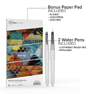 GenCrafts Metallic Watercolor Palette - 24 Shades with Brushes