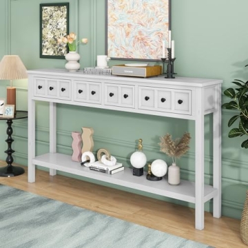 Elegant Merax Long Console Table with Storage Drawers for Home