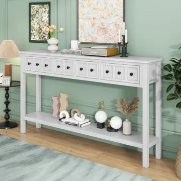 Elegant Merax Long Console Table with Storage Drawers for Home