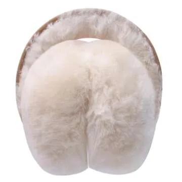 Harssidanzar Real Fur Winter Earmuffs for Men and Women - Luxurious Sheepskin Foldable Design