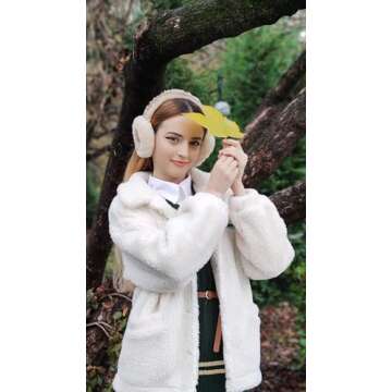 Harssidanzar Real Fur Winter Earmuffs for Men Women, Genuine Fur Earmuff,Sheepskin Ear muffs, Foldable Earmuffs, Outdoor Earmuffs,Ski Earmuffs HU301US,Camel