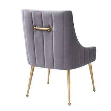 MEXIYA Irina Dining Chair Modern Light Grey Easy Clean Velvet Upholstered Side Chair with Brushed Gold Leg