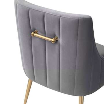MEXIYA Irina Dining Chair Modern Light Grey Easy Clean Velvet Upholstered Side Chair with Brushed Gold Leg