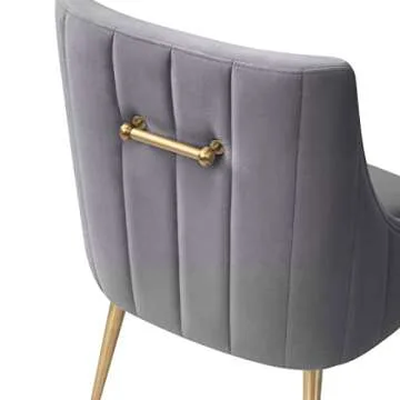 MEXIYA Irina Dining Chair Modern Light Grey Easy Clean Velvet Upholstered Side Chair with Brushed Gold Leg