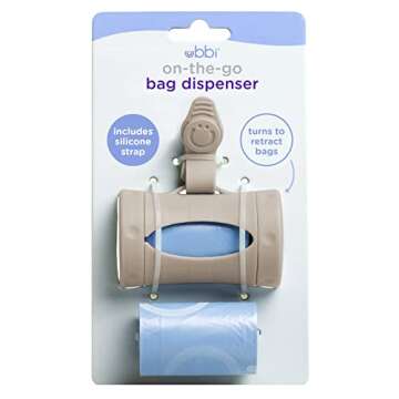 Ubbi Retractable On-the-Go Diaper Bag Dispenser with 36 Lavender Scented Refill Bags for Baby Travel