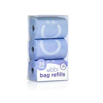 Ubbi Retractable On-the-Go Diaper Bag Dispenser with 36 Lavender Scented Refill Bags for Baby Travel