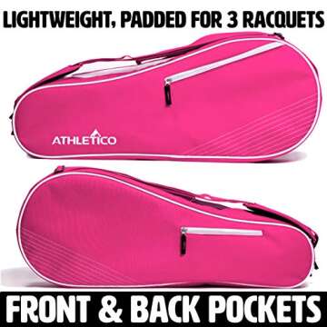 Athletico 3 Racquet Tennis Bag | Padded to Protect Rackets & Lightweight | Professional or Beginner ...