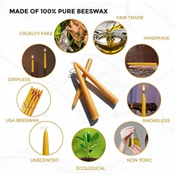 BeeTheLight Handmade Beeswax Taper Candles - 12 Pack