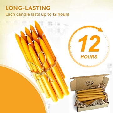 BeeTheLight Handmade Beeswax Taper Candles - 12 Pack