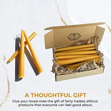 BeeTheLight Handmade Beeswax Taper Candles - 12 Pack