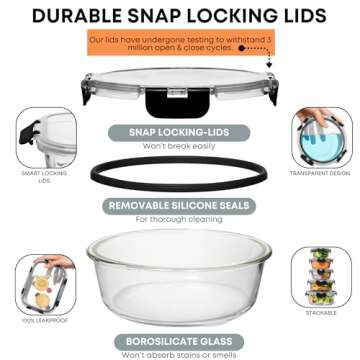 Razab 30 PC Glass Food Storage Containers - Versatile & Safe