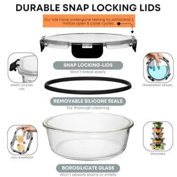 Razab 30 PC Glass Food Storage Containers - Versatile & Safe