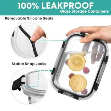 Razab 30 PC Glass Food Storage Containers - Versatile & Safe