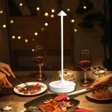 LJXiioo Cordless Table Lamp, Rechargeable Table Light Battery Powered LED Desk Lamp, Stepless Dimmin...