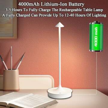 LJXiioo Cordless LED Table Lamp - Rechargeable & Stylish