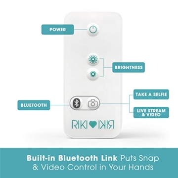 Riki Tall Vanity Mirror with HD LED Lights, Remote Lighting and Smartphone Control, Advanced High-CRI Glass, USB Charging, and Magnetic 5X Magnifying Mirror (White)