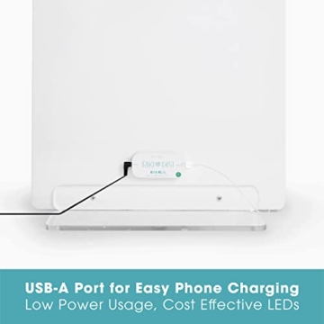 Riki Tall Vanity Mirror with HD LED Lights, Remote Lighting and Smartphone Control, Advanced High-CRI Glass, USB Charging, and Magnetic 5X Magnifying Mirror (White)