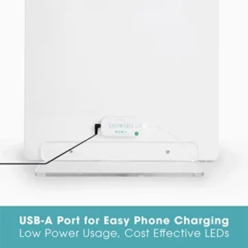 Riki Tall Vanity Mirror with HD LED Lights, Remote Lighting and Smartphone Control, Advanced High-CRI Glass, USB Charging, and Magnetic 5X Magnifying Mirror (White)