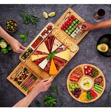 Stedware Cheese Board Set, Charcuterie Board & Knife Set with Cheese Tray, Large Bamboo Platter for Cheese & Meat - Gift for Women, Couples Wedding Anniversary, Housewarming