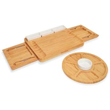 Stedware Cheese Board Set, Charcuterie Board & Knife Set with Cheese Tray, Large Bamboo Platter for Cheese & Meat - Gift for Women, Couples Wedding Anniversary, Housewarming