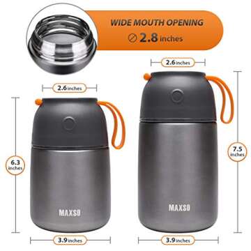 MAXSO 2 Pack Vacuum Insulated Food Jars with Spoon