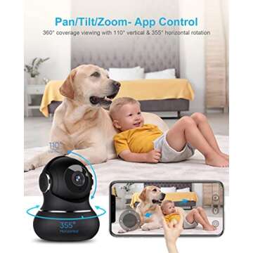 DJHH Indoor Security Camera 1080P [2022 New] WiFi Camera for Home Security-2.4Ghz Dog Camera with Phone App for Pet/Baby,Nanny Cam with Night Vision/2 Way Audio/Motion Tracking