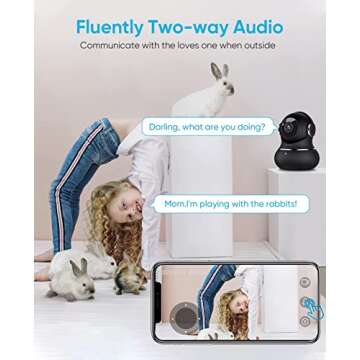 DJHH Indoor Security Camera 1080P [2022 New] WiFi Camera for Home Security-2.4Ghz Dog Camera with Phone App for Pet/Baby,Nanny Cam with Night Vision/2 Way Audio/Motion Tracking