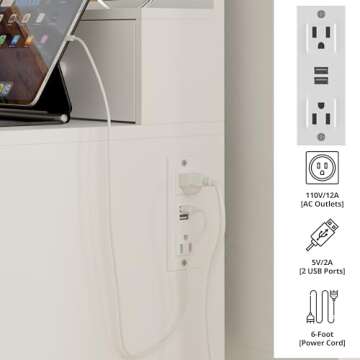 IRONCK Vanity Desk with LED Lighted Mirror & Power Outlet, Makeup Vanities Table with 4 Drawers,Storage Bench,Dressing Table for Bedroom White