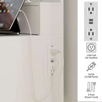 IRONCK Vanity Desk with LED Lighted Mirror & Power Outlet, Makeup Vanities Table with 4 Drawers,Storage Bench,Dressing Table for Bedroom White