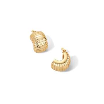PAVOI 14K Gold Plated Chunky Hoop Earrings for Women | Stylish Everyday Accessory