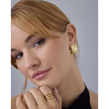 PAVOI 14K Gold Plated Chunky Hoop Earrings for Women | Stylish Everyday Accessory
