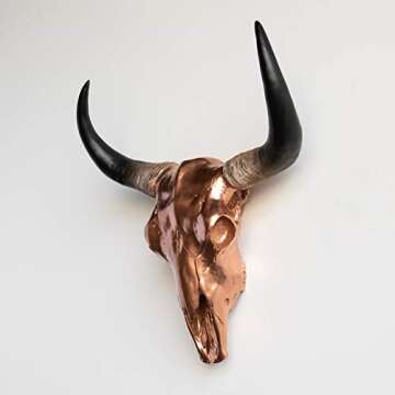 Near and Deer Faux Taxidermy XL Bison Skull Wall Mount - Rose Gold/Natural