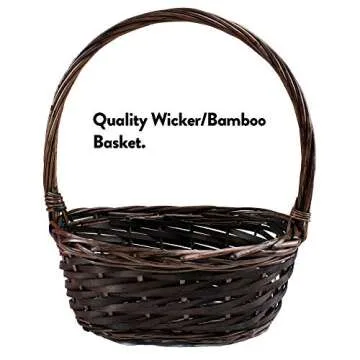 Brown Easter Basket for Kids and Adults (45ct) Already Filled Easter Gift Basket with Plush Easter Bunny, Candy, Snacks, and Treats - Boys, Girls, Grandchildren, Young Children, Toddlers, Men, Women