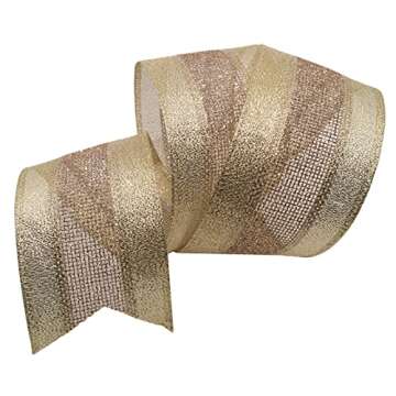 Morex Ribbon 7724.60/20-430 Wired 2.5" X 20 YD Blush/Gold for Crafts, Wedding and Christmas Decor