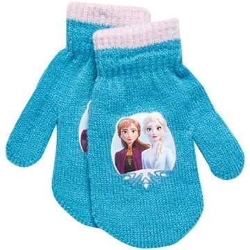 Disney Toddler and Little Girls' Frozen Gloves or Mittens (4 Pack), Size Age 2-4, Frozen Mittens Purple/Blue