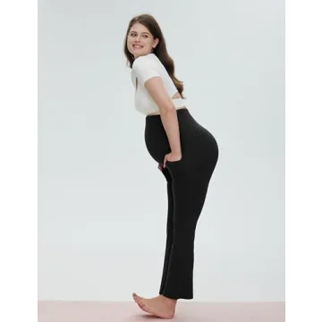 POSHDIVAH Stretchy Bootcut Maternity Pants for Comfort