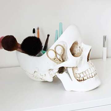 Skull Desk Organizer Gothic Jewelry Box & Key Bowl