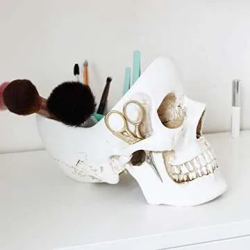 Skull Desk Organizer Gothic Jewelry Box & Key Bowl