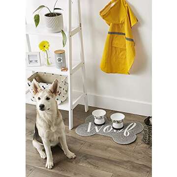 Bone Dry DII Braided Pet Mat Collection 100% Cotton, Bone Shape, Gray Woof