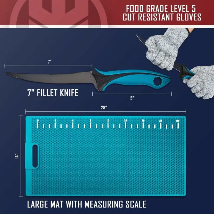 Fish Fillet Mat & Knife Kit - Clean & Fillet Easily