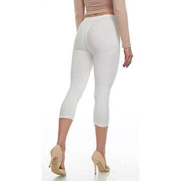 Extra Soft Capri Leggings with High Waist - 20 Colors - Plus (One Size fits Most (XS - XL), White)