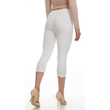 Extra Soft Capri Leggings with High Waist - 20 Colors - Plus (One Size fits Most (XS - XL), White)