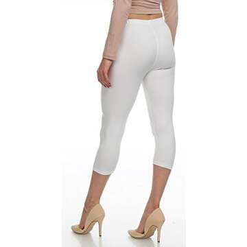 Extra Soft Capri Leggings with High Waist - 20 Colors - Plus (One Size fits Most (XS - XL), White)