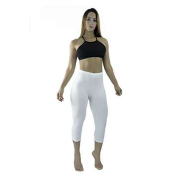 Extra Soft Capri Leggings with High Waist - 20 Colors - Plus (One Size fits Most (XS - XL), White)