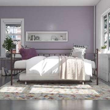DHP Manila Metal Daybed and Trundle, Queen/Full Size, Bronze